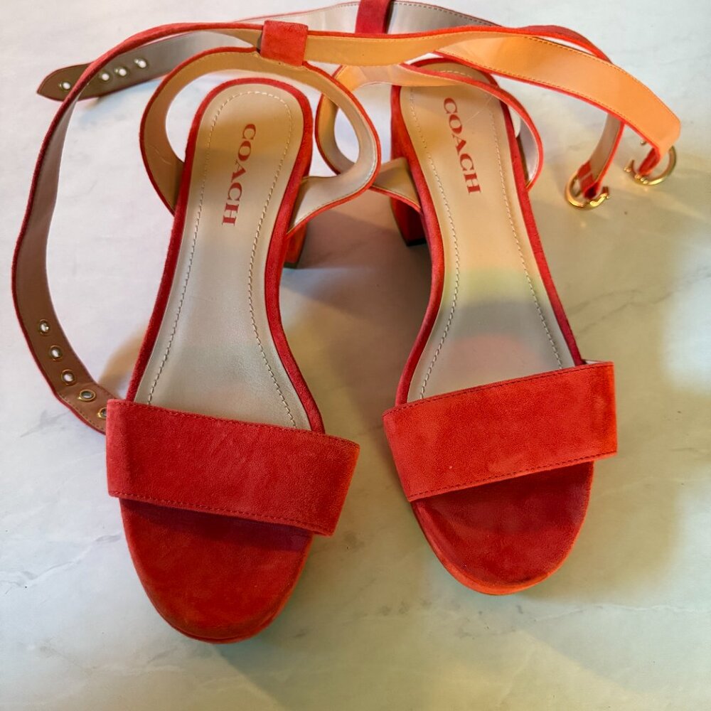 COACH Women's Serena Strappy Platform Block-Heel Sandals Excellent Condition S9